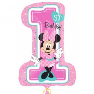 Disney Minnie Mouse 1st Birthday Shaped Number 1 Balloon Disney Minnie Mouse 1st Birthday Shaped Number 1 Balloon